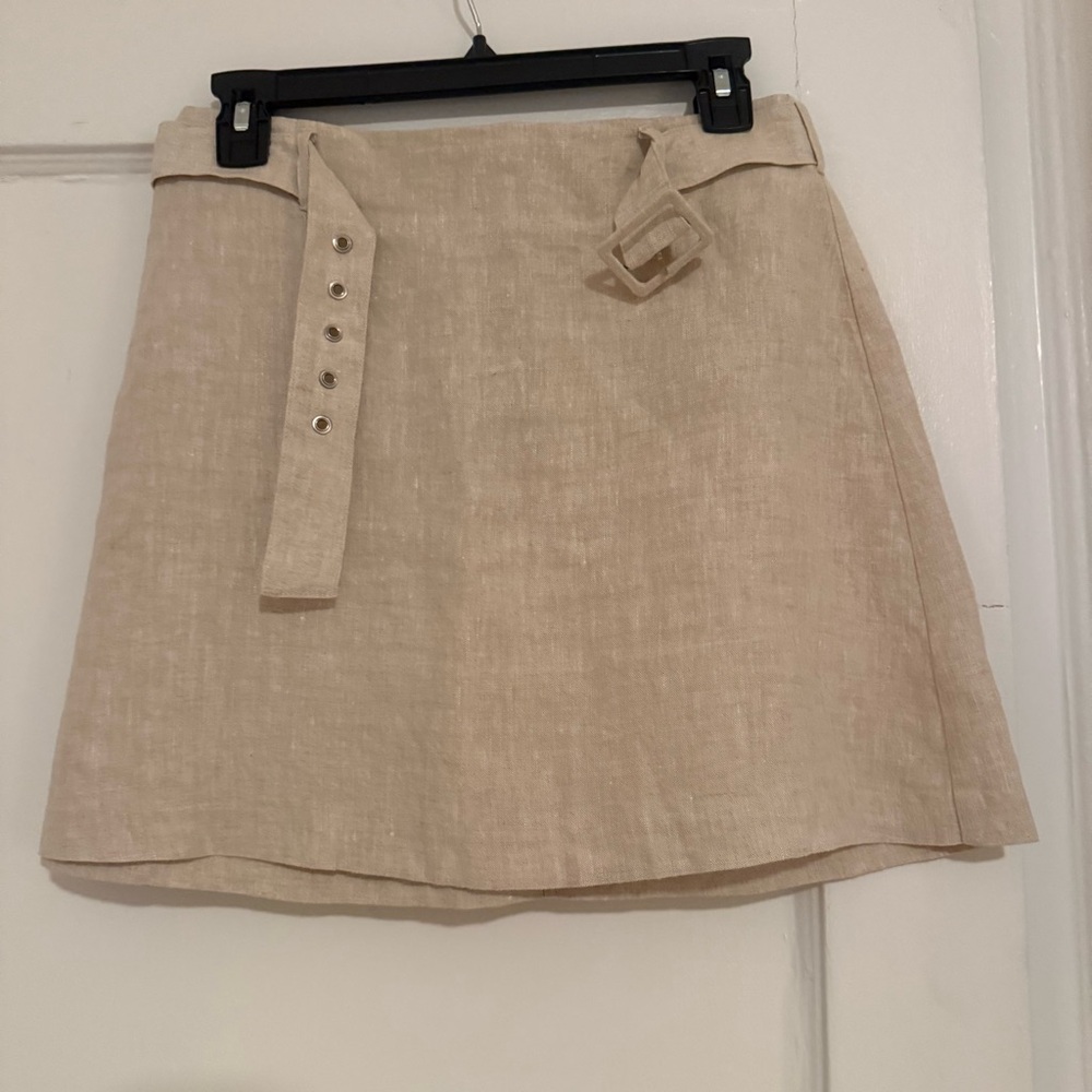 Reformation Beige Linen Skirt with Belt